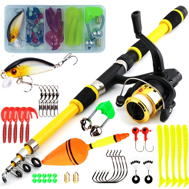 Spinning Fishing Rod and Reel Combo1.8M Telescopic Rod with 5.2:1 3BB Reel Max Drag 5kg Full Fishing Kit  Fishing Set