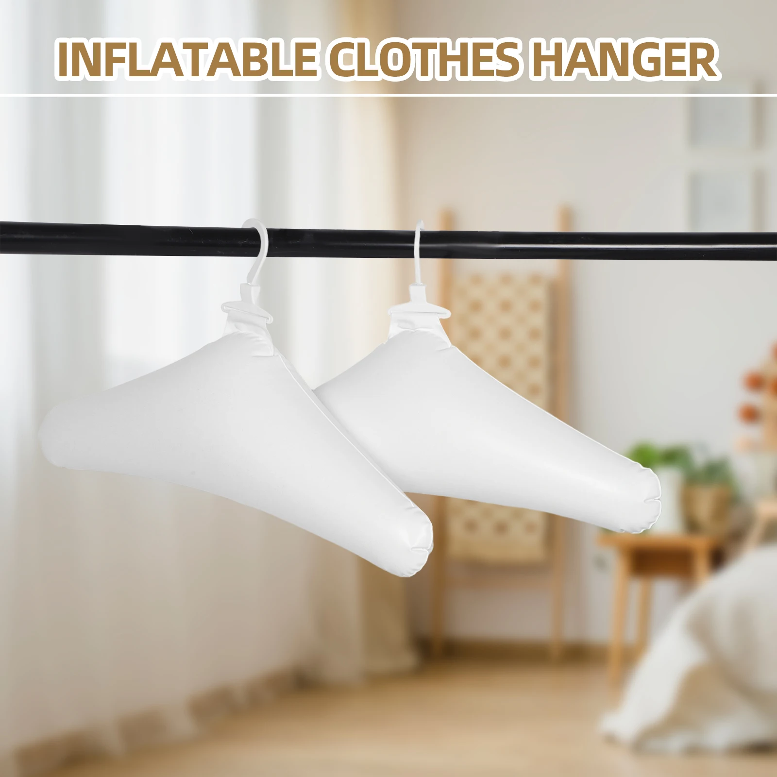 

3pcs Inflatable Hangers Lightweight Foldable Travel Drying Clothes Space Saving Closet Plastic Coats Trousers Multipurpose