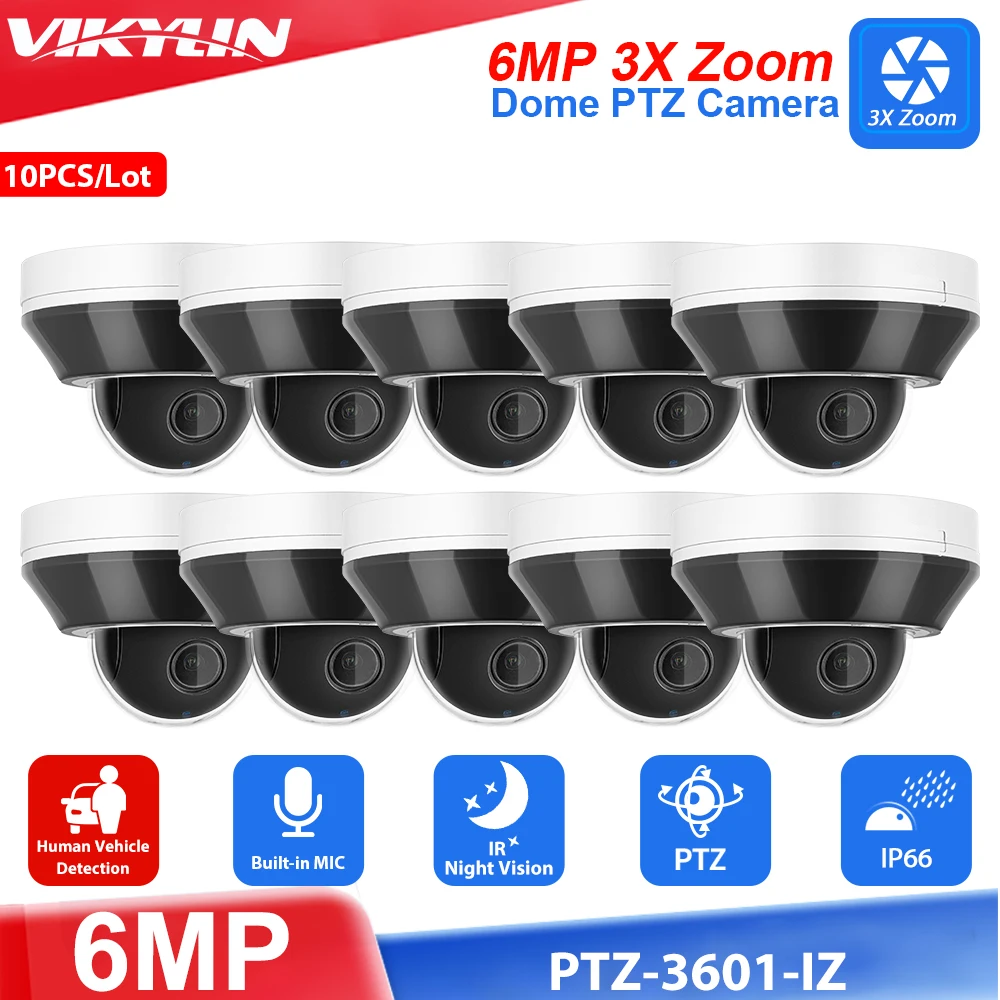 VIKYLIN Hikvision Compatible 3X Zoom 6MP PTZ Dome IR Night Vision IP Camera MD2.0 with MIC Video Surveillance Security Camera