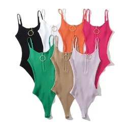 Sexy bodysuit women pink knitted tops women 2024 Summer bodycon bodysuits black camisole bodysuits crochet top backless green