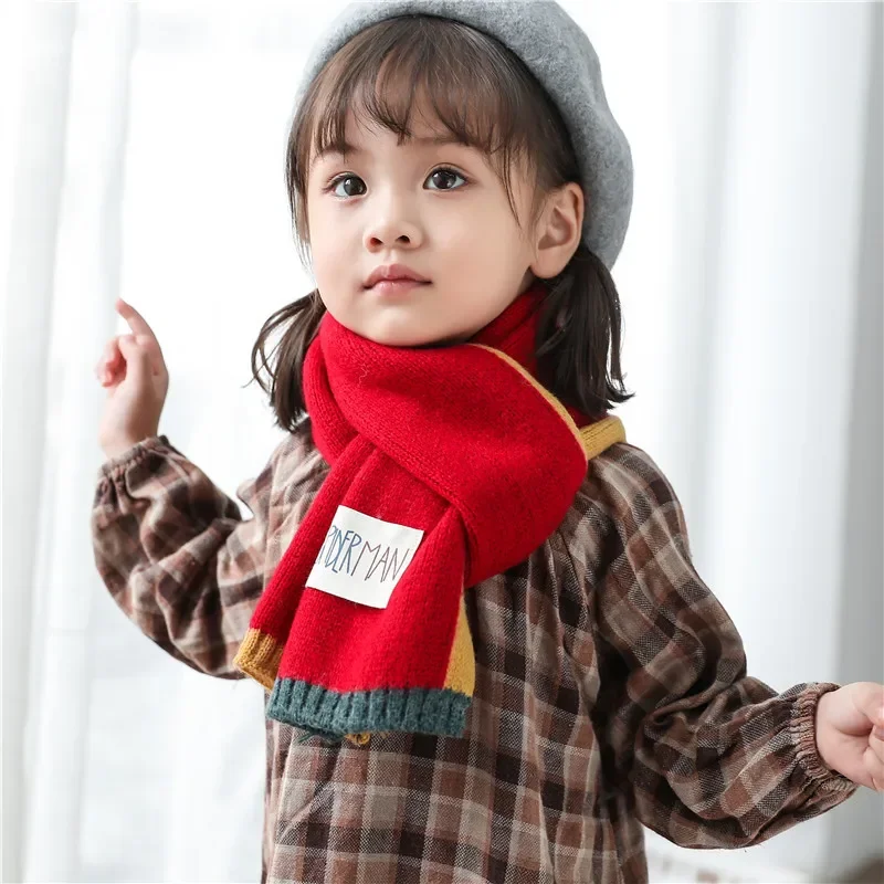 

Korean Version Small Color Matching Contrast Kids Woolen Scarf Autumn Winter New Baby Girls Baby Boys Knitting Warm Scarf