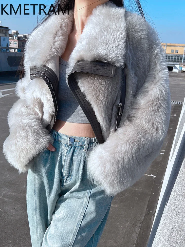 Natural Wool Sheepskin Fur Jacket Fashion 2024 Winter Clothes Woman Double Faced Fur Coat Women Old Money Style Outerwears шуба