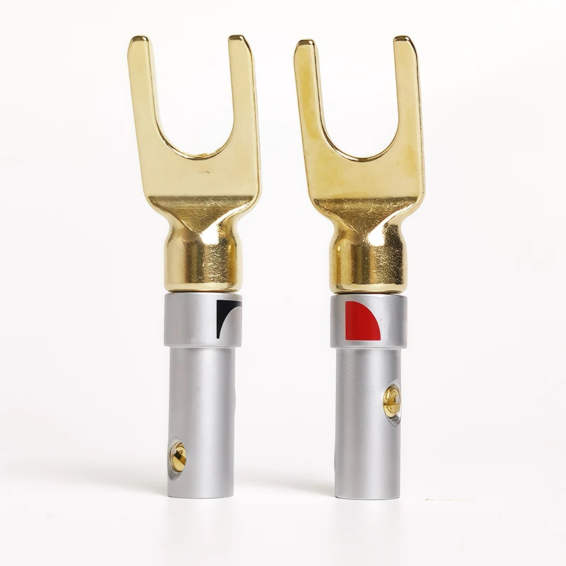 4/10/20Pcs -Gold Plated Copper Spade Connectors (Y/U Type) -for Speaker Wire to Banana Socket & Amplifier Binding Post