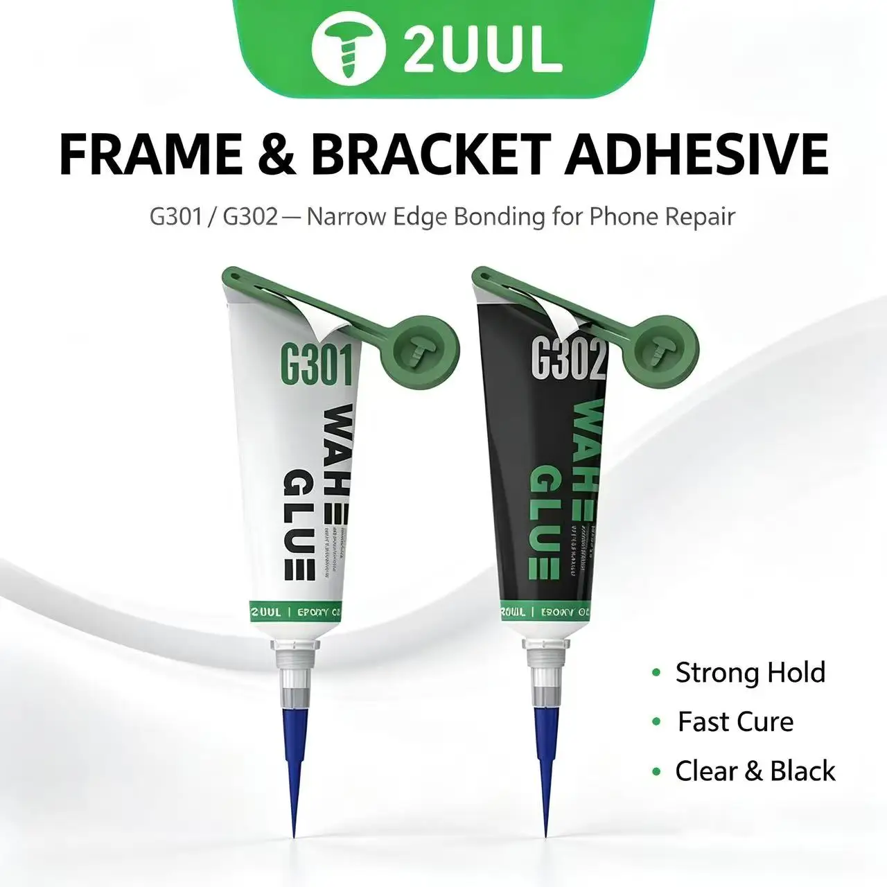 2UUL G301/G302 Removable Narrow Bezel Adhesive 50ML Transparent/Black Glue For Various Mobile Phone Screen Frame Bonding Repair