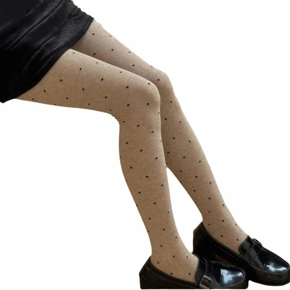 

Fashionable Polka Dot Pantyhose Breathable High-elastic Lady's Knitted Stockings Speckled Soft Winter Thermal Tights