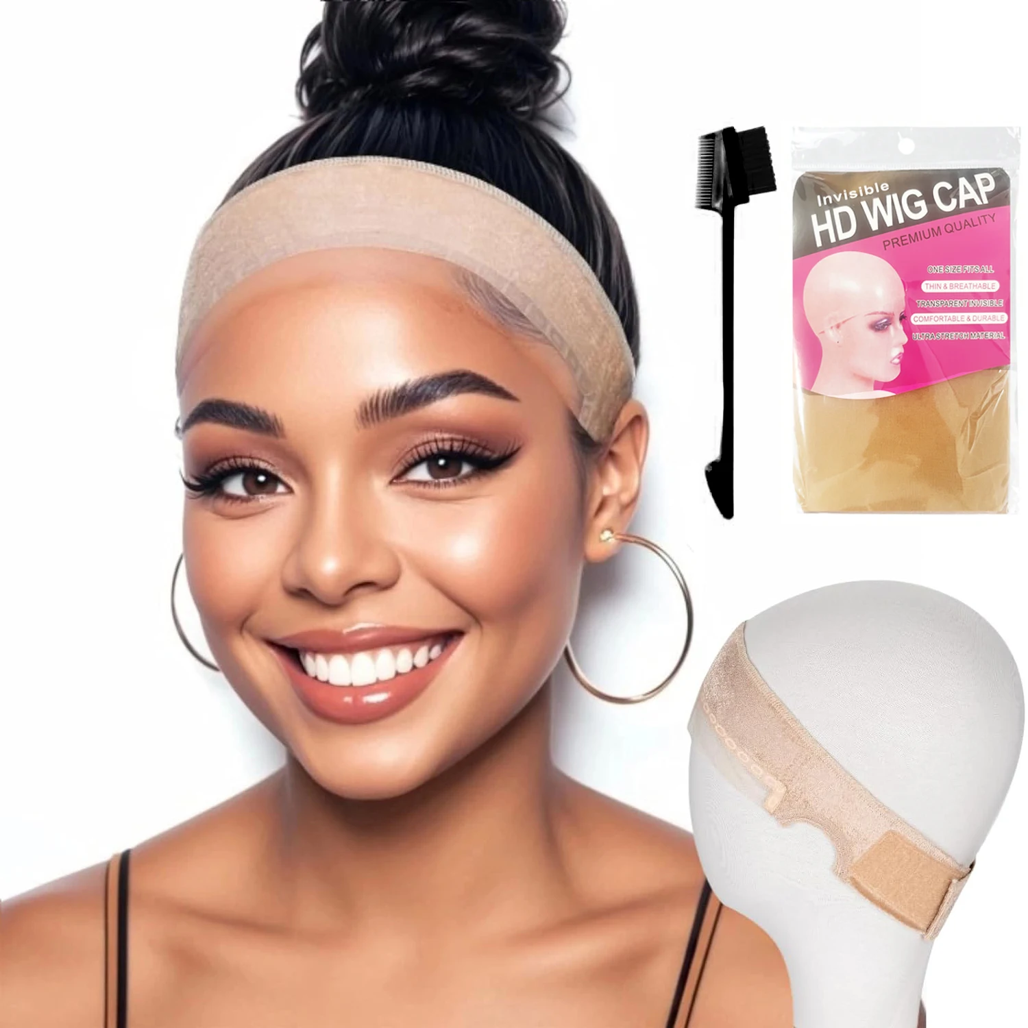 Adjustable Lace Wig Grip Band for Women-Non-Slip, Breathable Headband with Ear-Cutouts & Natural Lace Edge,Easy to Wear & Remove