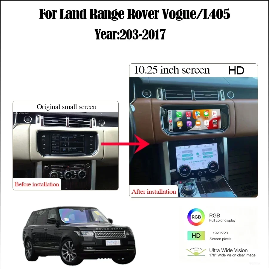 Android14 CarPlay Retains Screen 10.25 inch For L405 2013-2017 Land Rover Vogue Radio with 4G  OEM Menu Bosch Harman