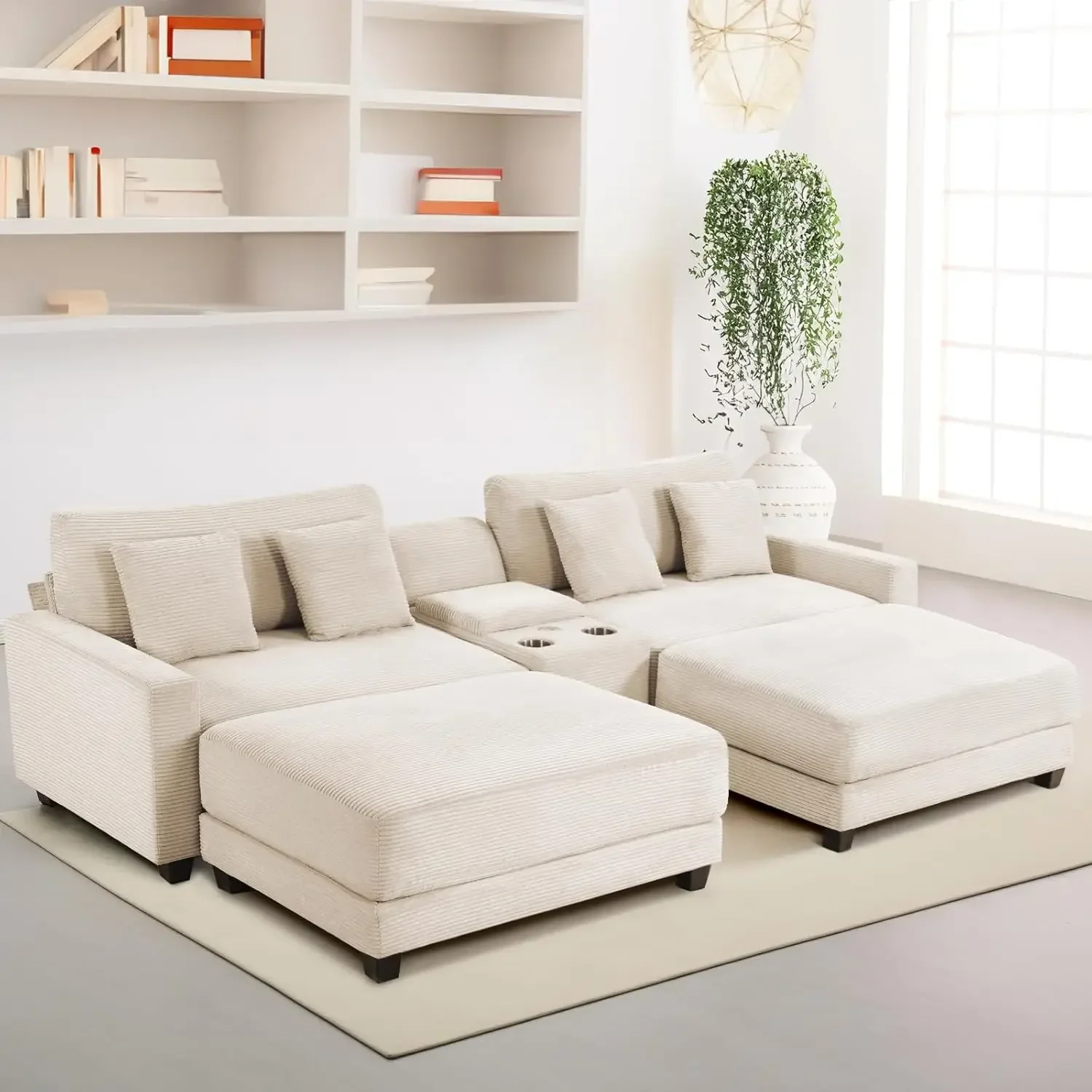 Oversized Loveseat with 2 Ottomans, 112