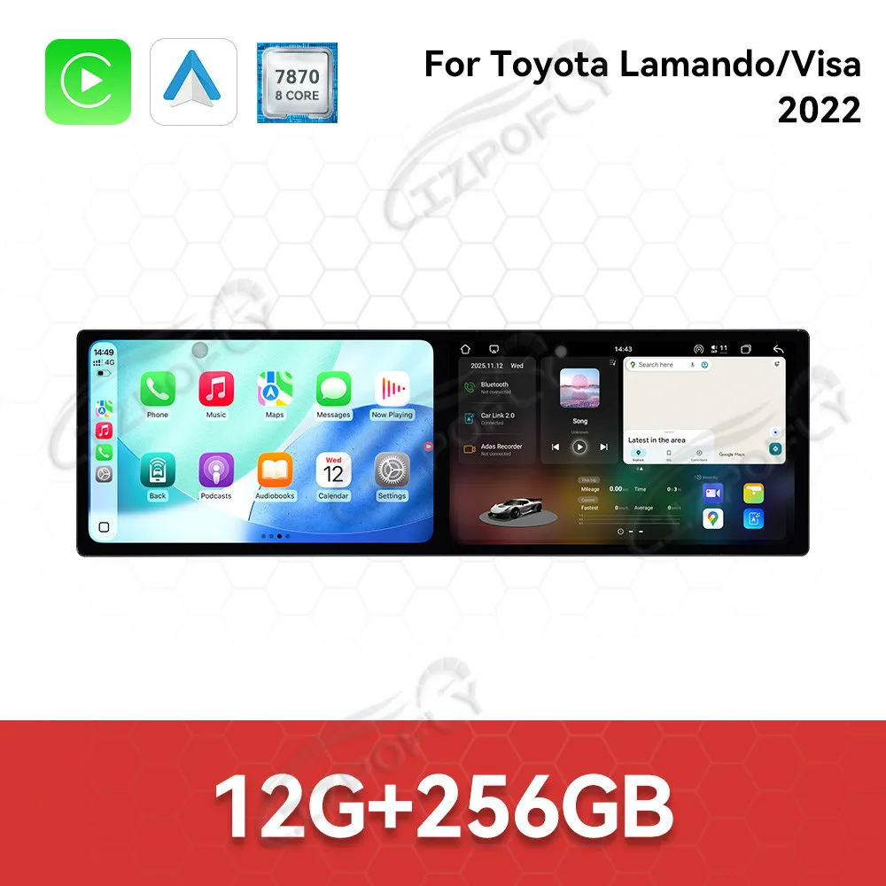 المزدوج 10.1 ''السيارات carplay أندرويد 15 لتويوتا لاماندو/فيسا 2022 راديو السيارة مشغل وسائط متعددة لتحديد المواقع ستيريو واي فاي رئيس وحدة