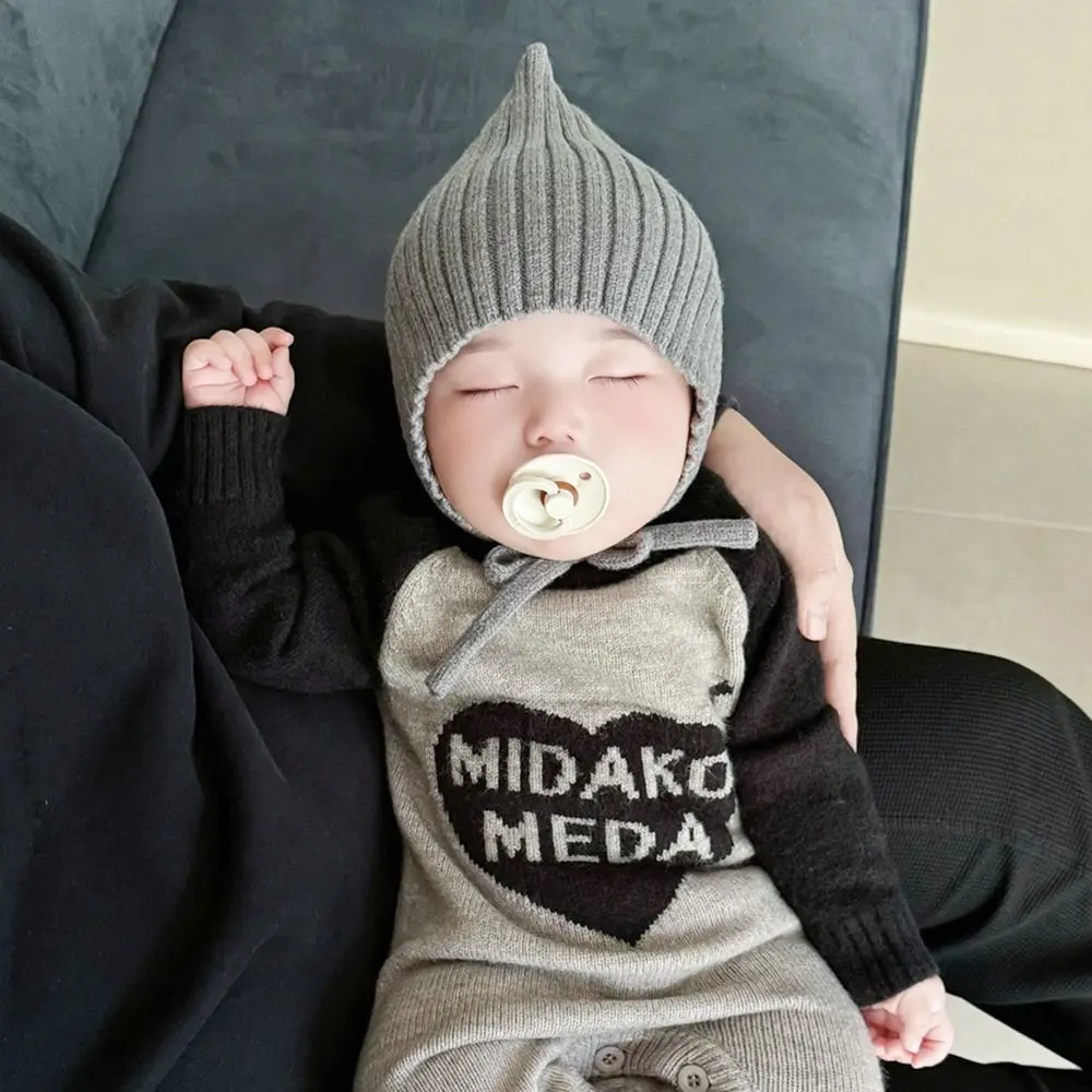 

Soft Solid Color Knitted Hat Cute Crochet Toddler Beret Cap Casual Versatile Ear Protection Beanie