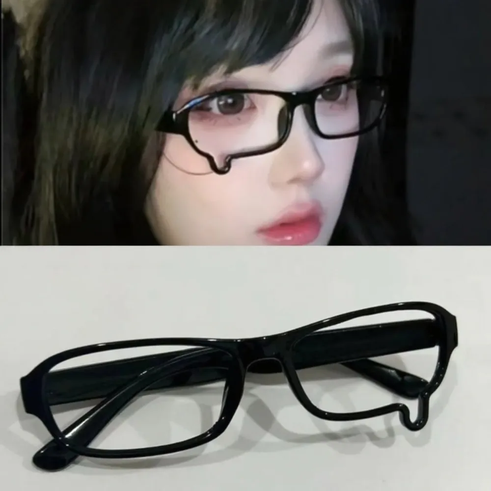 

Black Anime Teardrop Glasses Lensless Eyewear Fashion Jewelry Costume Props Accessories Gift Women Korean Kawaii Cosplay Decor