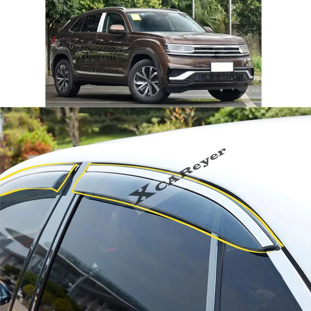

Для VW Volkswagen Teramont-X Atlas-X 2019 2020 2021 2022, автомобильная наклейка, пластиковое оконное стекло, ветрозащитный козырек от дождя/солнца, вентиляционная часть