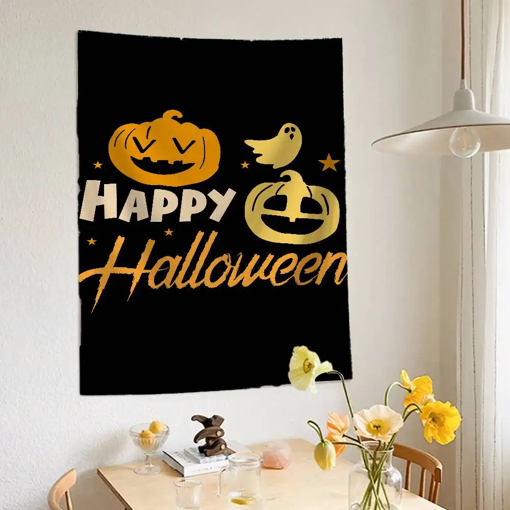 الرجعية هالوين الساحرة اليقطين شبح الهبي الجدار الشنق المفروشات لغرفة المعيشة ديكور المنزل النوم Kawaii غرفة ديكور