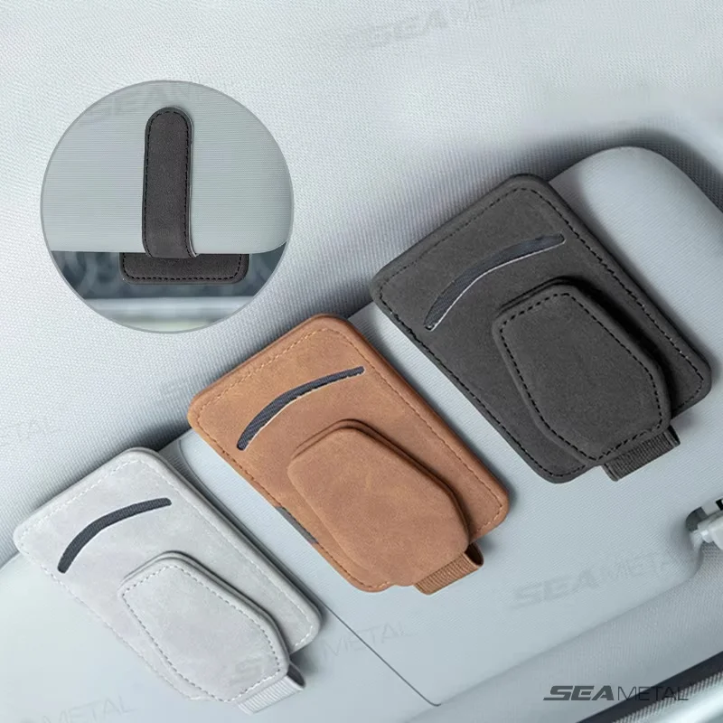 Suporte de Óculos para Carro, Clipe Multifuncional de Couro para Óculos de Sol, Suporte Portátil para Óculos, Clipe para Cartões e Bilhetes, Acessórios para Carro