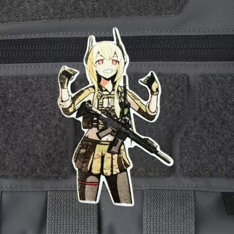 

Anime Girl Patch Tactical Morale Badge Printed Armband Hook Loop Military Patches Backpack Accessories Stickers for Clothing