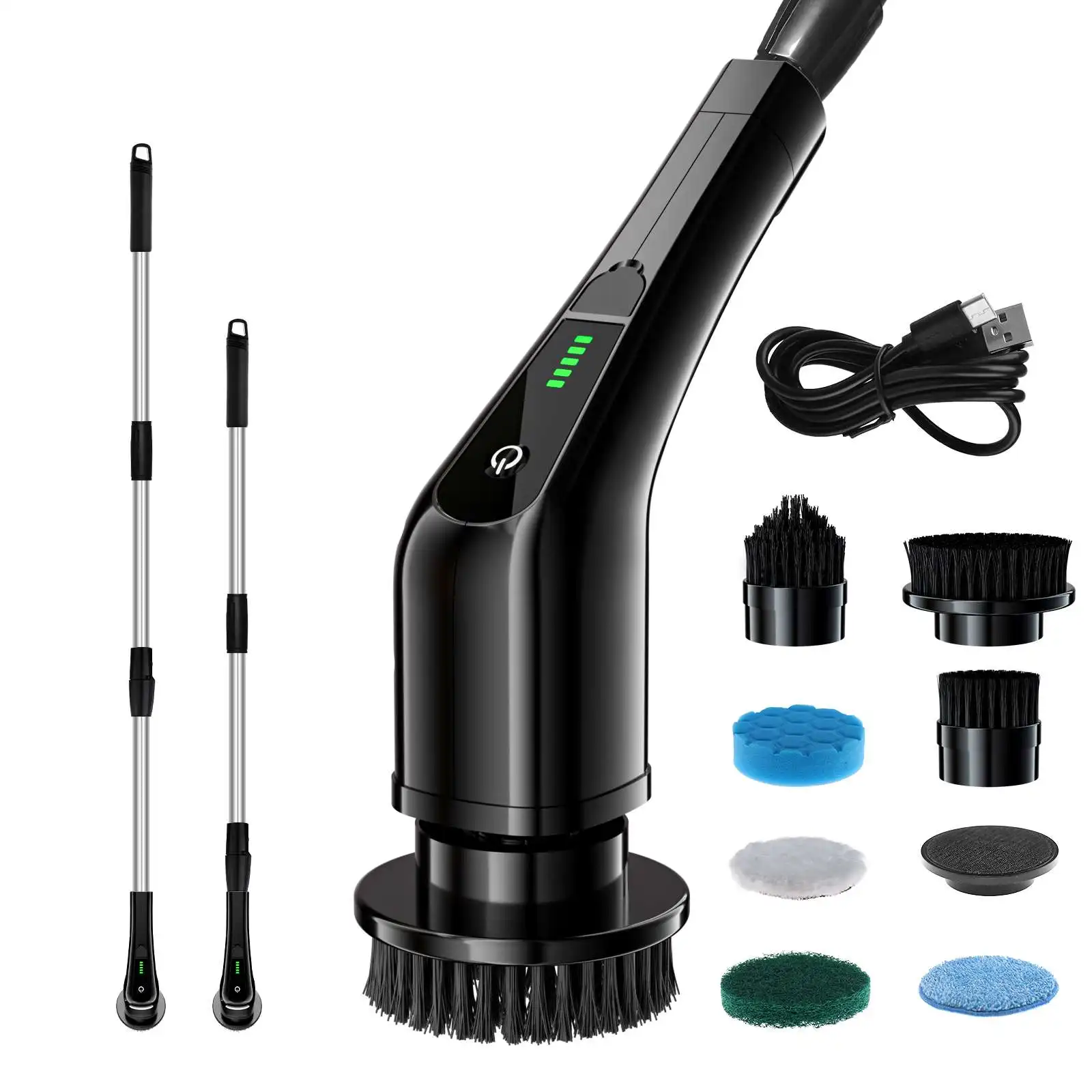 Sunshine 7-in-1 Electric Cordless Cleaning Brush 2500mAh Long Handle 7-in-1 Cleaning for Bathrooms Glass Babies Made Plastic