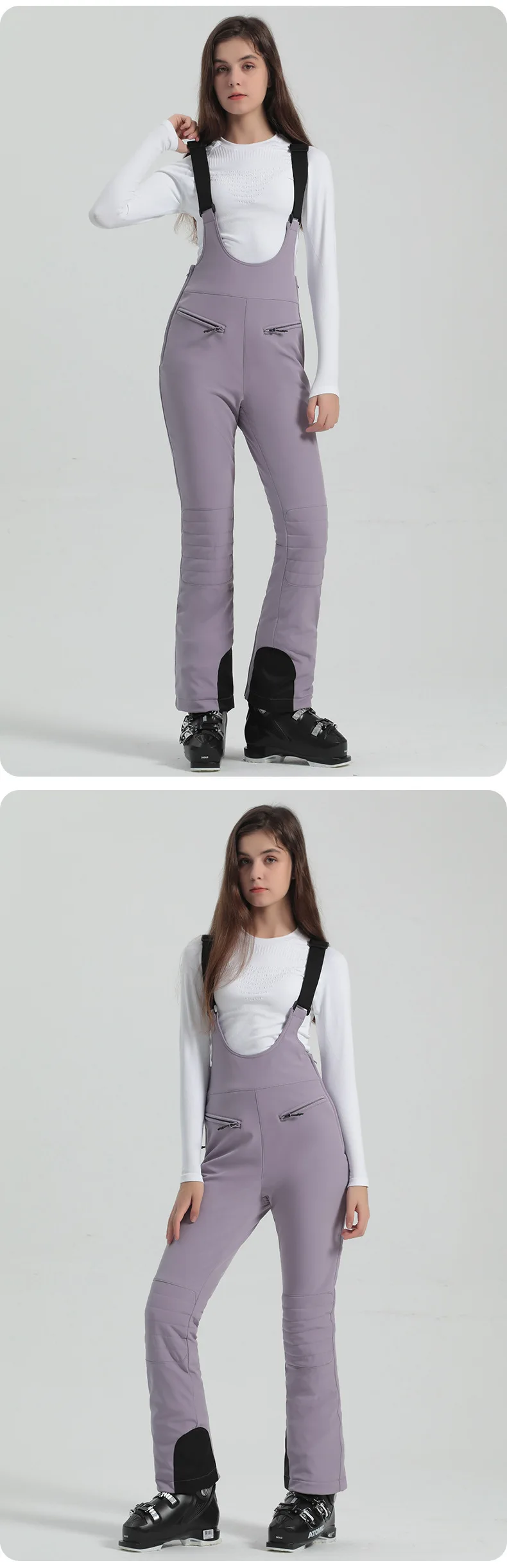 2024 Gsou Schnee Winter Skihose Frauen Snowboard Riemen Hose hohe Taille elastisch wind dicht wasserdicht verdicken Thermal für den Außenbereich – Detail 12