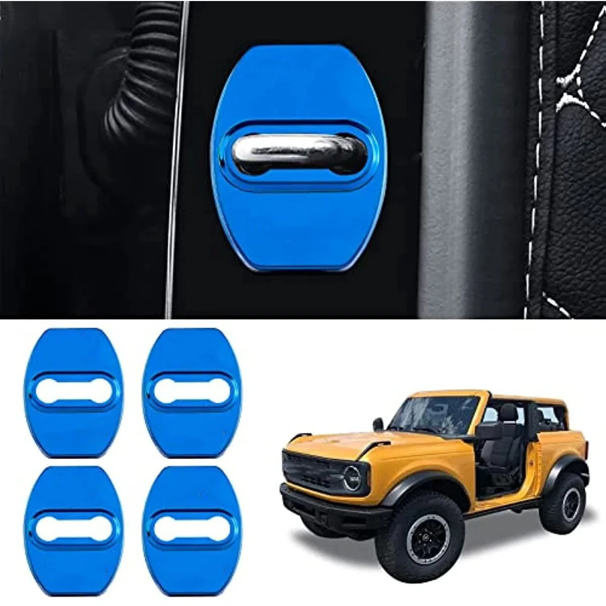 4Pcs For Ford BRONCO Door Lock Cover Stainless Steel Rust-proof Decorative Door Lock Buckle Protection Modification Supplies