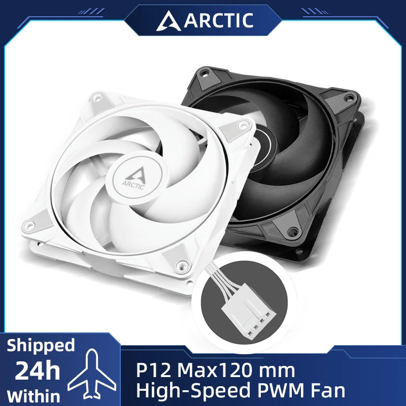 ARCTIC P12 Max Wysokowydajny wentylator obudowy 120 mm, sterowany PWM 200–3300 obr./min, zmodernizowany dla ciśnienia statycznego, łożysko dynamiczne płynu