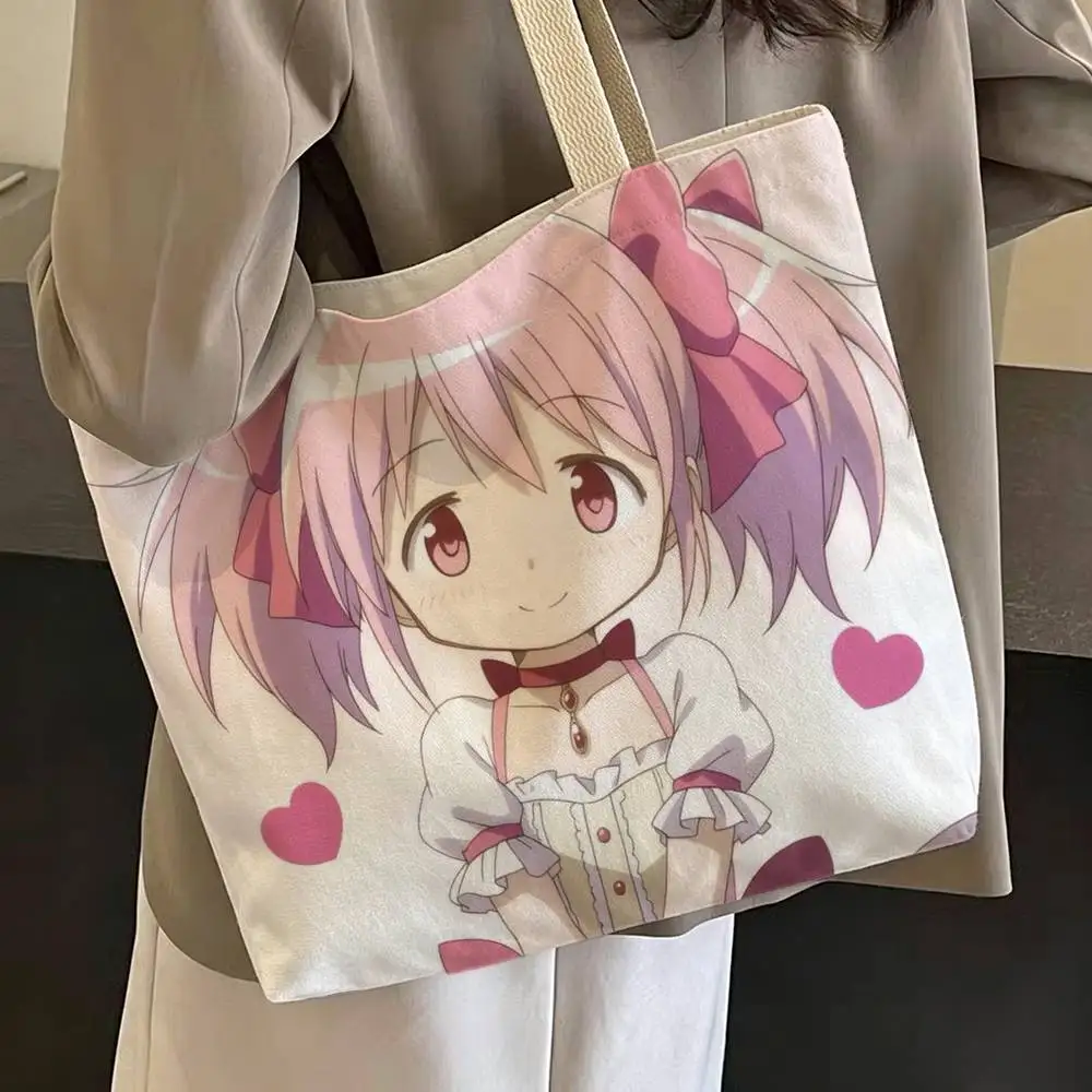 Magica Madoka mami Homura syaka kyoko Canvas Tote Bag Spacious Durable Shoulder Bag with Closure and Classic Perfect for Work