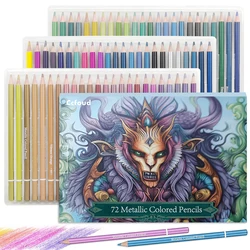 Brutfuner 72 Metallic Colored Pencils for Coloring Books, Soft Core Coloring Pencils with Vibrant Color, Ideal for Artists Drawi
