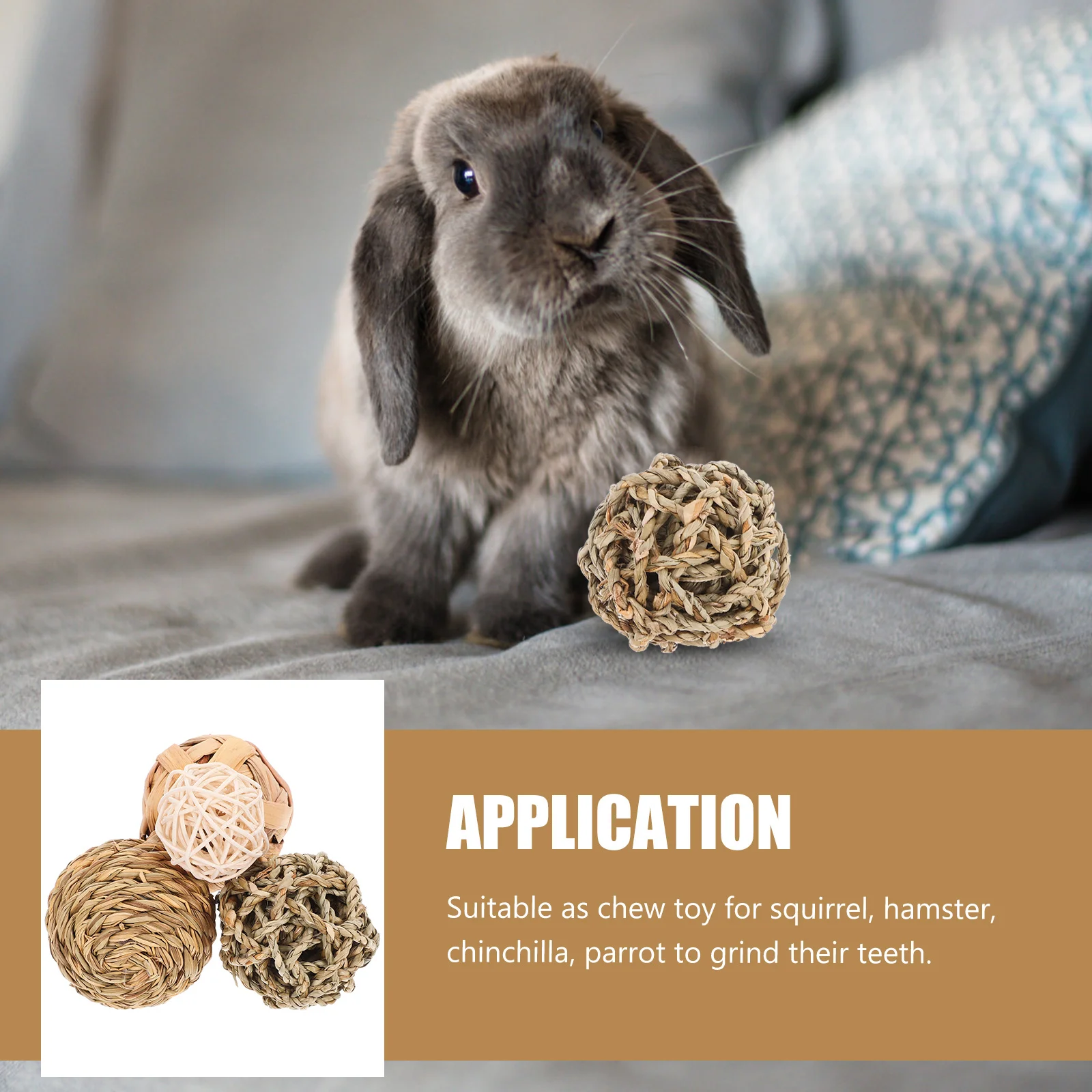 

4 Pcs Chew for Bunny Straw Woven Rattan Balls Puppy Pet Enrichment Log