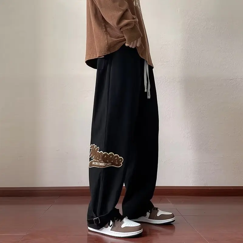 

2023 New Four Seasons High Street Pants Men's Towel Embroidery Cloth Loose Straight Wide Leg Casual Trousers Hip Hop pantalones