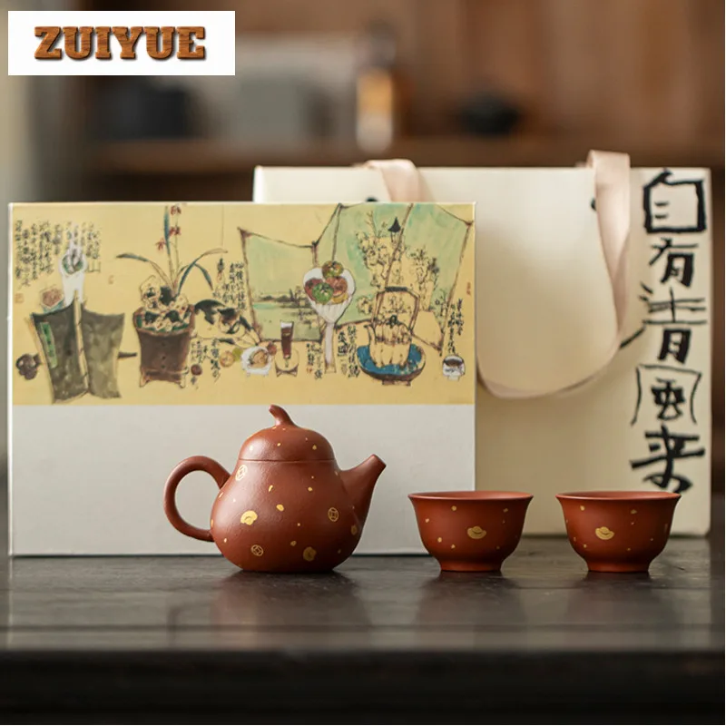 

Zisha Gold-plated Tea Set Complete Set Zen Tea Ceremony Set Tea Maker Teapot And Tea Cup Set Teaware Supplies Collection Craft