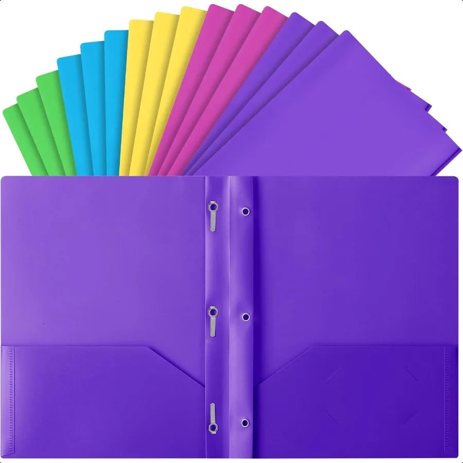

Plastic Folders with Pockets and Prongs 15 Pack Vibrant Colors Pocket Folders Folders with Prongs File Folders with Fasteners 2