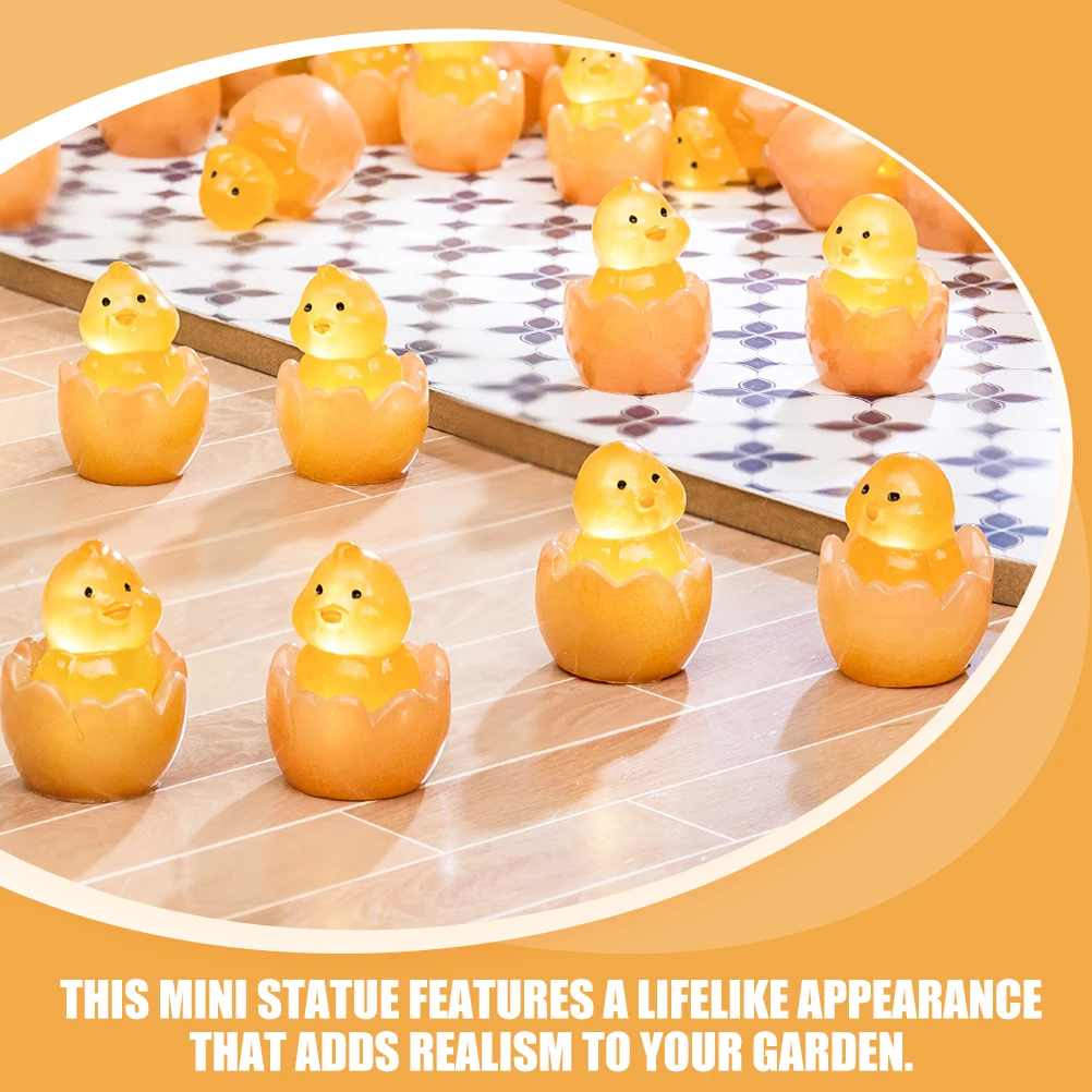 

10 Pcs Toy Animals Luminous Chick Duckling Mini Figurine Figures Little Ornament Figurines Miniature Chickens Yellow Craft