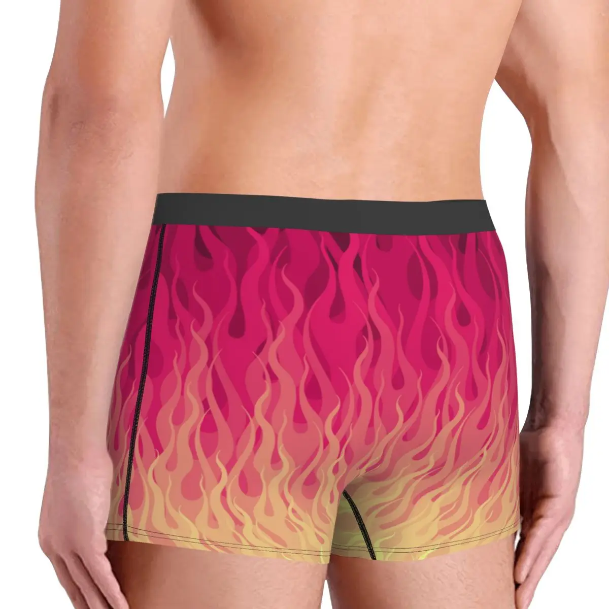 Boxer da Uomo Personalizzati con Motivo Fiamme Rosa, Slip Moda Intimo Maschile