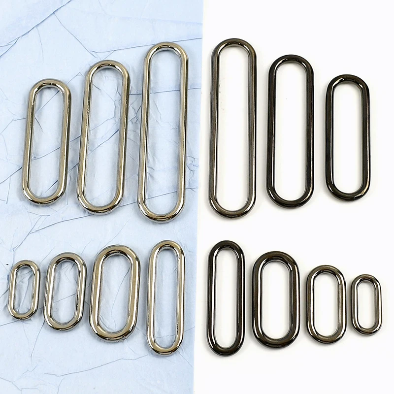 

10Pcs 15-60mm Oval Metal Buckles Bag Strap Hooks O Ring Webbing Connect Buckle Adjust Hook Dog Collar Rings Hardware Accessories