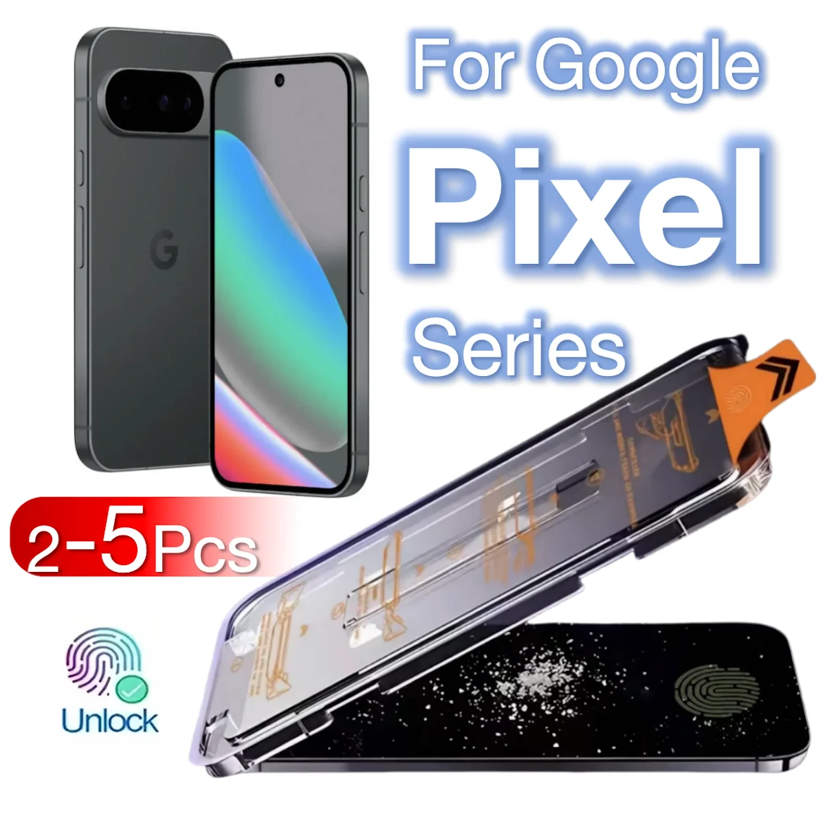 

2-5Pcs For Googa Pixel 10A 10 9 9A 8 8A 7 7A 6 6A Pro XL Screen Protective Tempered Glass No Dust Fingerprint Unlock