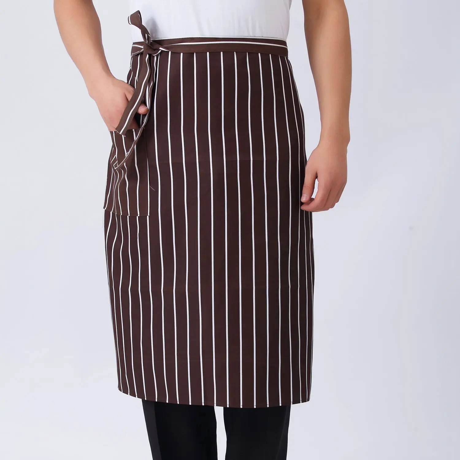 Mens Womens Chef Half Apron Striped Waist Apron Restaurant Bakery Kitchen Work Attire