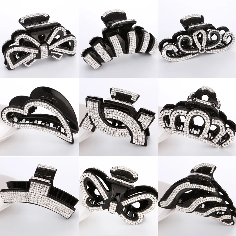 

Большой размер, заколка для волос с кристаллами и бриллиантами, встроенная зубчатая противоскользящая заколка для волос, аксессуар для купания, корейские ювелирные изделия Sle Faion