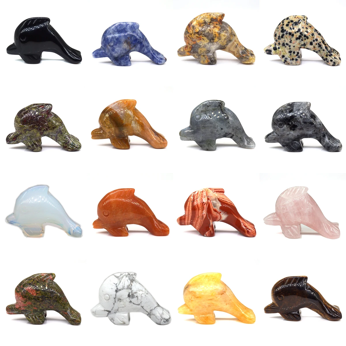 

2" Dolphin Statue Natural Stones Carved Figure Room Ornament Healing Crystal Reiki Gemstone Animal Figurine Home Aquarium Decor