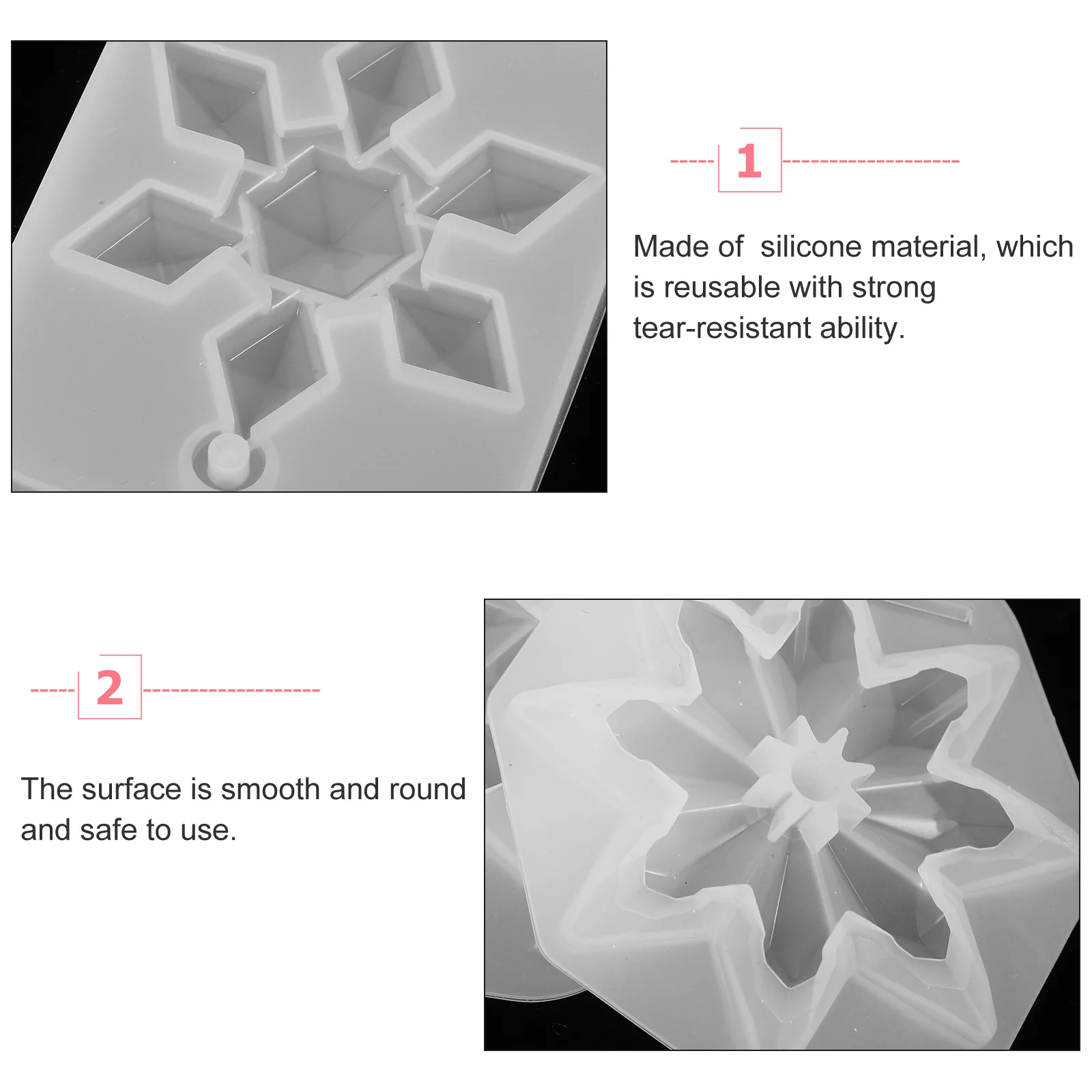 

6 Pcs Mini Snowflake Stencil Snowflakes Cabin Shape Mold Silica Gel Handmade Epoxy