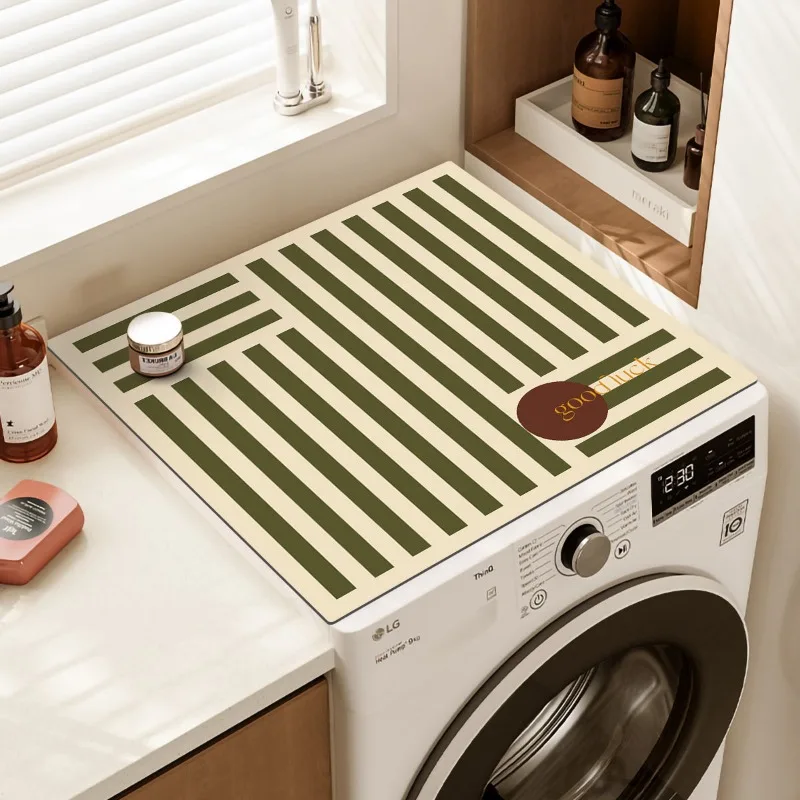 

Nordic Xiaoxiangfeng Washing Machine Mat Waterproof Sunscreen Striped TV Cabinet Mat Side Cabinet Mat Long Table Mat