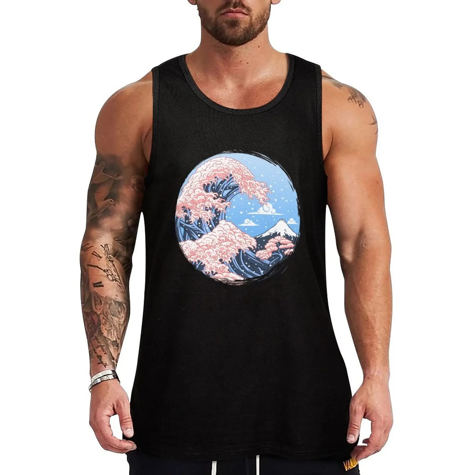 Wave Cherry Tree Tank Top Summer Casual Tank Top Loose Fit Breathable Shirt
