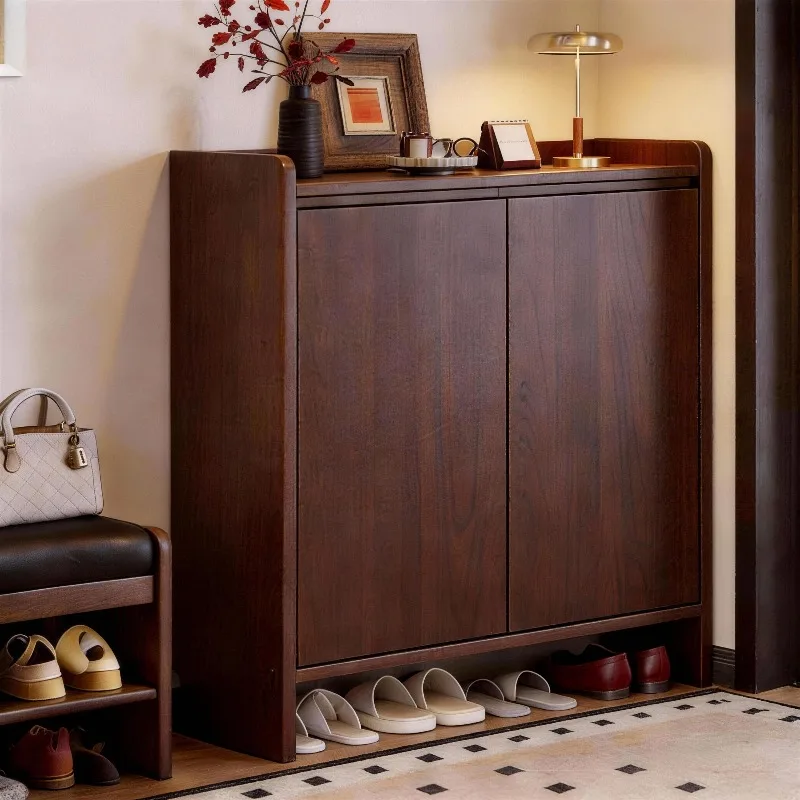 靴棚防塵家庭用ドア多層ポーチキャビネット無垢材エコボード廊下外アンティーク靴キャビネット