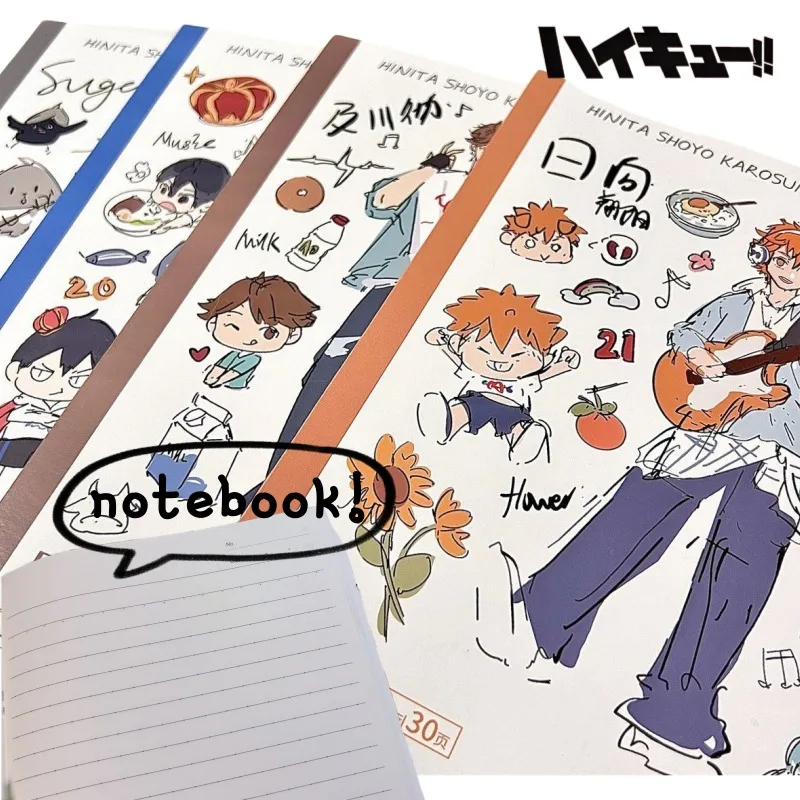 Haikyuu Anime Cartoon Pattern Hinata Shoyo Tobio Kageyama Tsukishima Kei Student Notepad Creative Notebook Stationery Wholesale