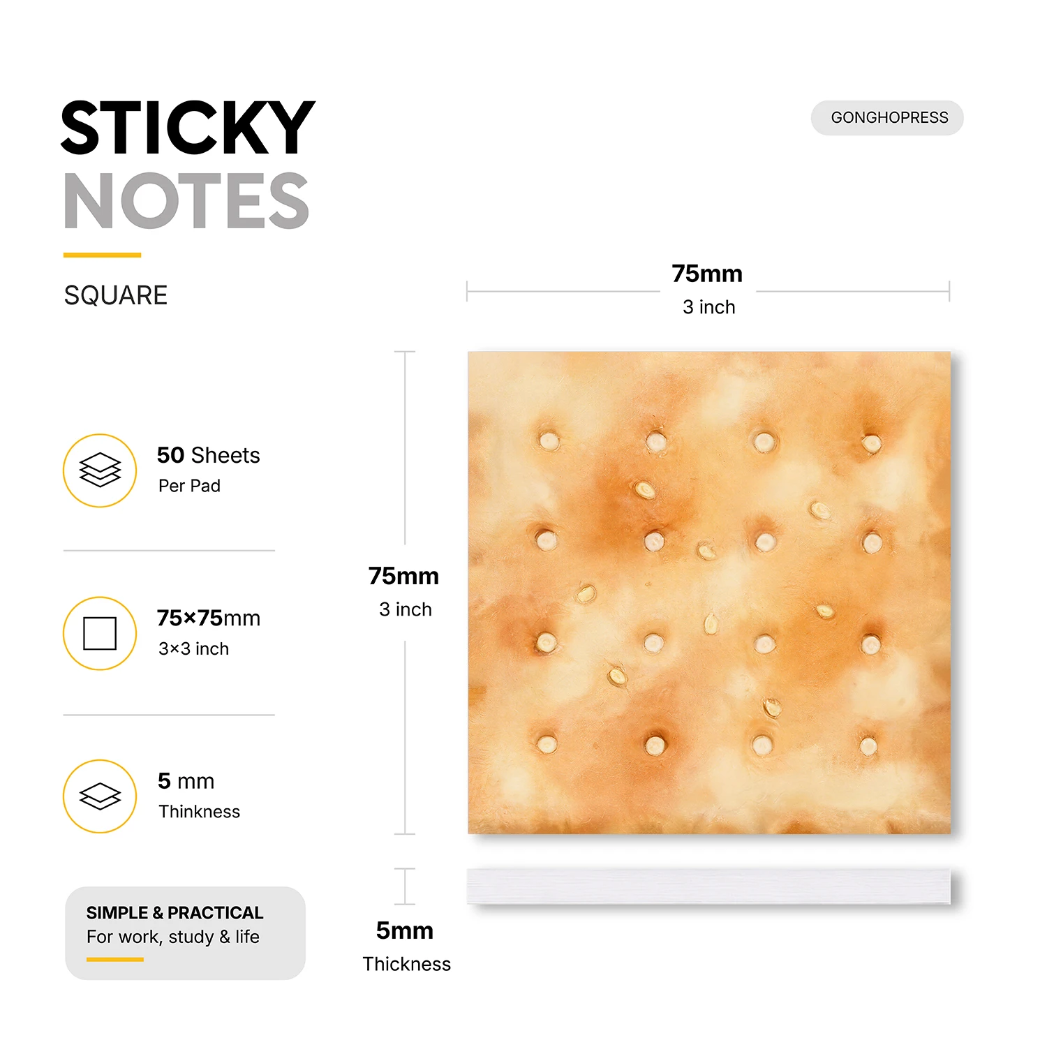 2pcs Cracker Sticky Notes, Food Theme Self Stick Memo Pads, 100 Sheets Total, Funny Biscuit Notepad, Removable Adhesive Notes