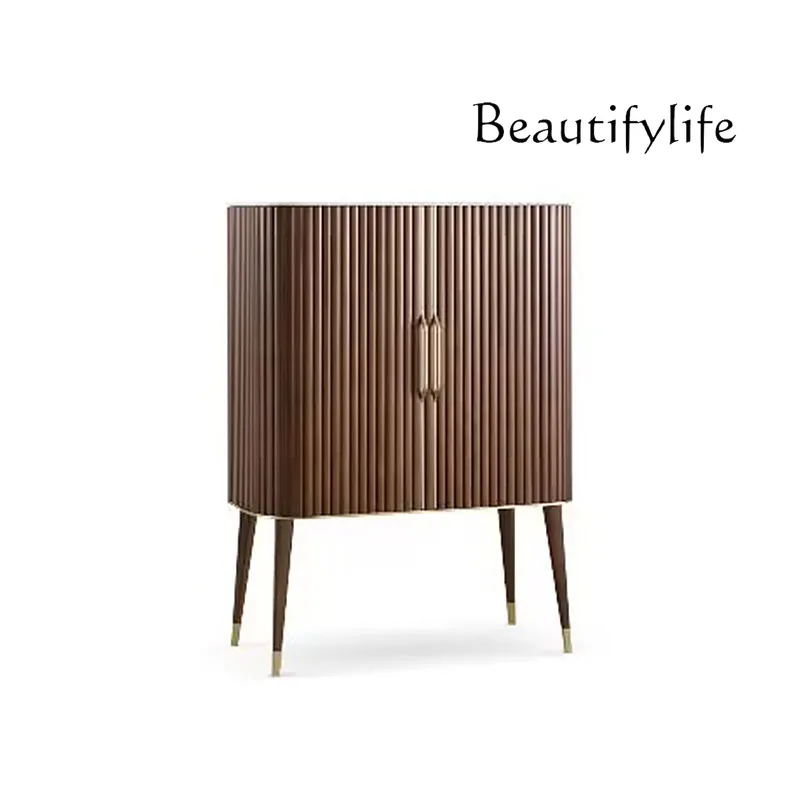 Light luxury solid wood dining side cabinet retro designer wine cabinet living room against the wall display storage fashion