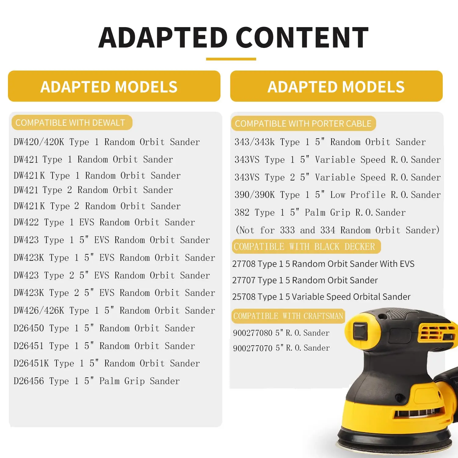 Imagem -05 - Almofadas de Lixamento de Substituição para Dewalt Gancho e Loop Lixadeira Orbital Dw420dw421dw423 Dw426d26451 Furos 1pc