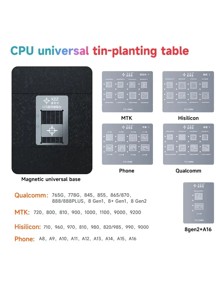 Xinzhizao XZZ L23 CPU Universal CPU Reballing Stencil Platform dla IPhone A8-A16 Android Lower Steel Mesh Positioning Plate Tool — zdjęcie 2