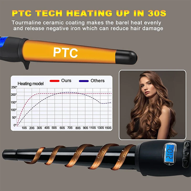 Professional Wavy Rotating Curlers 19Mm 25Mm Magic Curling Iron Lcd Display Ceramic Electric Hair Curler Irons Styling Tools