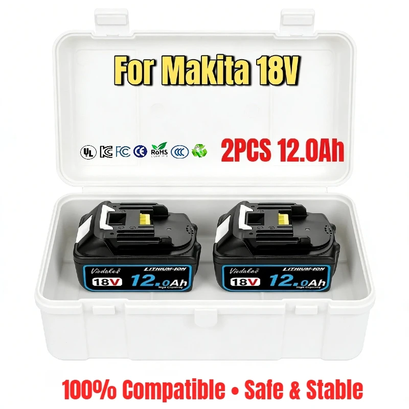 

Высокоемкостный аккумулятор 18V 12Ah для замены батареи Makita 18V BL1850 BL1840 BL1830 для электроинструментов