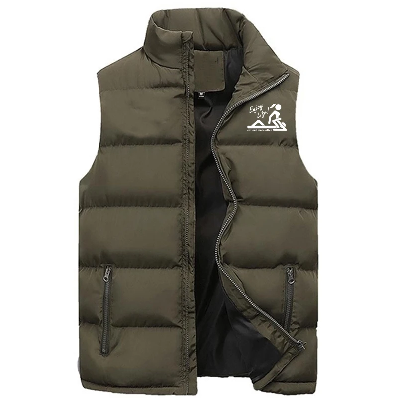 Fashion Men's Casual Jacket Fashionable Warm Down Vest Slim Fit Sleeveless Thicken Stand Collar Vest Jacket