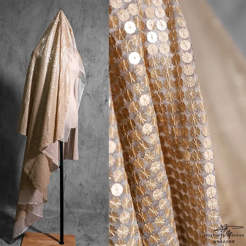 

Ткань с блестками, металлическая текстура, рыбья чешуя, сценическая сетка, вышивка бисером для дизайнера одежды, шитье своими руками по метрам, оптовая продажа