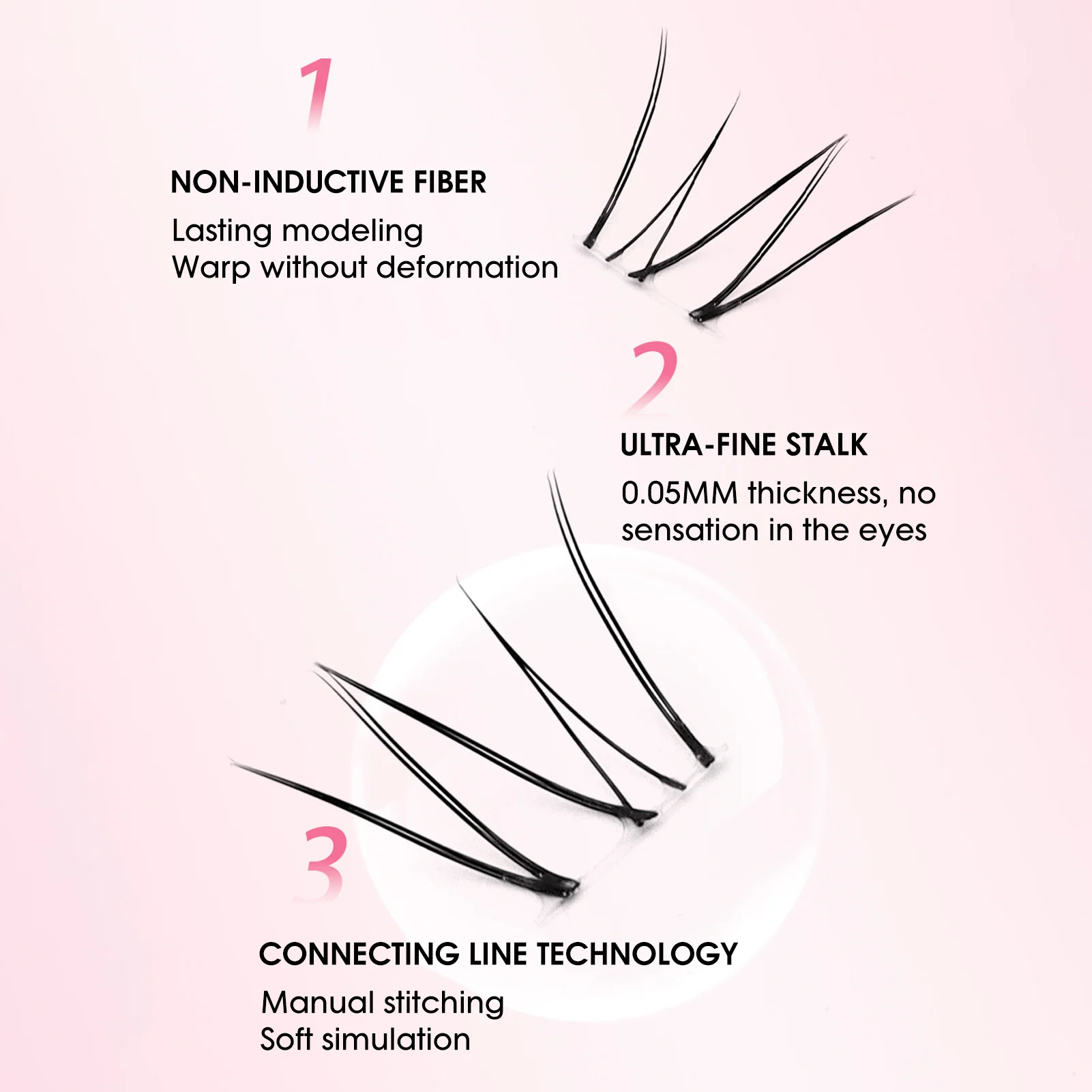 Sztuczne rzęsy DIY Przedłużanie rzęs Dolne rzęsy Styl koreański Puszyste pojedyncze kępki rzęs Profesjonalny makijaż salonowy